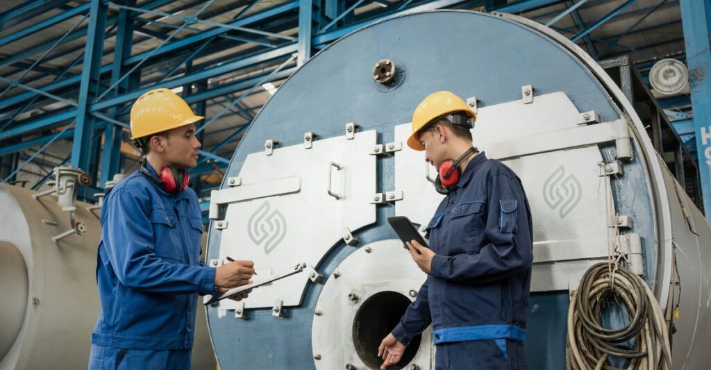 gambar operator boiler sedang bekerja